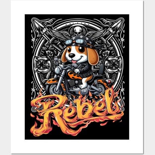 Biker Pup - Beagle Leather Jacket Motorcycle Rebel Posters and Art